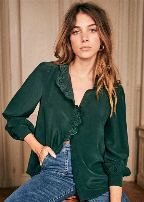 sezane chloe shirt dupe|sezane bottle green shirt.